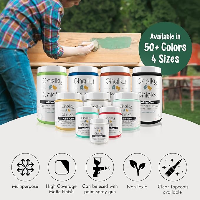 Chalky Chicks All-in-One Chalk Paint for Furniture or Cabinet - 4 Fl Oz - Matte Finish Shamrock (Dark Green) for Metal, Wood Furniture Paint - No Sanding All-in-One for Home Decor & Crafts, USA Made