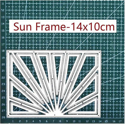 Cutting Dies Metal Stencils Scrapbooking Tools Flowers Lace Frame DIY Embossing Template for Paper Card Making Album Arts Crafts Supplies (Sun Frame-14x10cm)