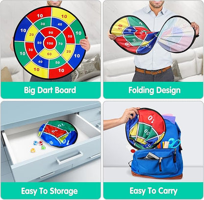 Kids Dart Board Game Set-29 inchs, Board Games with 16 Stick Balls, Summer Indoor Outdoor Toys Games for Kids Ages 4-8, Birthday Party Games Yard Toys for Kids Ages 3 4 5 6 7 8 9 10 11