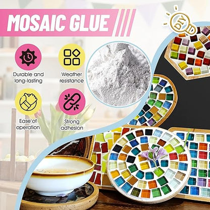 Mosaic Grout, with Tile Tools, Mosaics Tile Accessories – Essential for Handmade Grouting and Perfect for DIY Craft Projects (White, Mosaic Tool Kit)