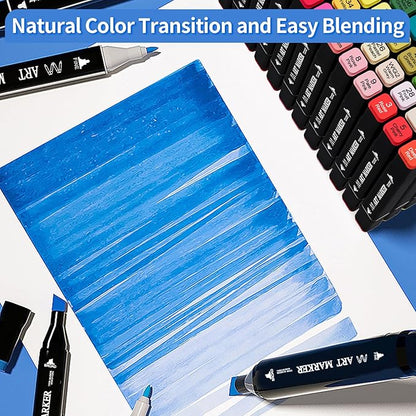 Banral 120 Colors Alcohol Markers, Premium Dual Tip Alcohol Based Art Markers Set for Adult Kids Coloring Drawing Sketching Permanent Brush Markers, Sketch Artists Markers Pens with Carry Case
