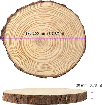 JEUIHAU 8 PCS 7-7.9 Inches Natural Unfinished Wood Slices, Round Wooden Tree Bark Discs, Wooden Circles for DIY Crafts, Christmas, Rustic Wedding Ornaments