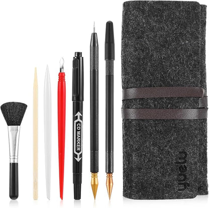 9Pcs Scratch Art Tools Set Including Artist Glove, Tool Bag, Scratch Coloring Pens, Plastic And Wooden Stylus, Scraper, Repair Pen, Clean Brush Scratchs Painting Drawing Tools for Adult Painting Paper