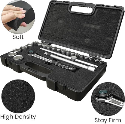 5 Pcs 16 x 12 x 2 Inches Polyurethane Foam - Foam Inserts for Cases Packing Foam Black Craft Foam Sheets for Packing Padding 2 Inch Thick for Camera Toolbox Storage