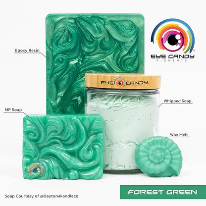 Eye Candy Pigments Premium Green Mica Powder - Forest Green (50gr) - for Epoxy, Resin, Soap, Paint, Woodworking, Acrylic Pouring, Bath Bombs, Fishing Lures - DIY Arts and Crafts Additive