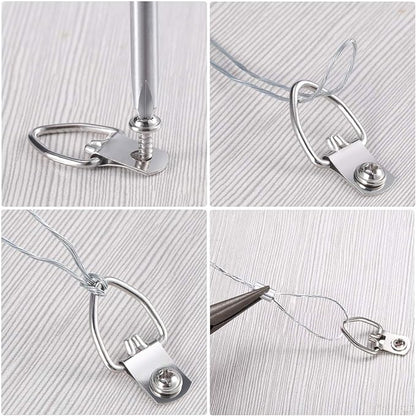 Picture Hanging Kit, Listenman D Ring Picture Hangers with Screws, Picture Hanging Wire(100 Feet) and Aluminum Sleeves, Supports up to 30 lb, Included Screwdriver