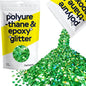 Hemway Glitter for Resin 100g Emerald Green Holographic Metallic Crystals for Epoxy Craft Super Chunky Flakes Tumblers Wax Melt