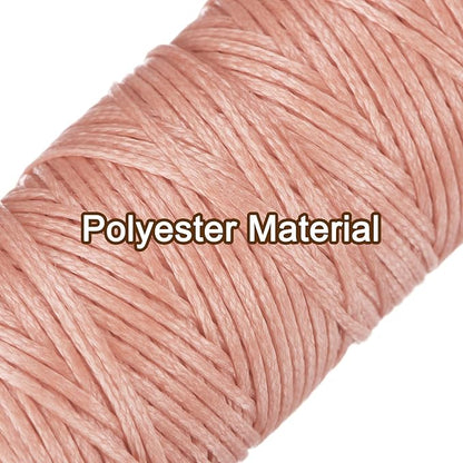 uxcell Leather Sewing Waxed Thread, 55 Yards / 50m 0.8mm 150D Flat Polyester All-Purpose Threads for Leather Crafts, Bookbinding, Pink