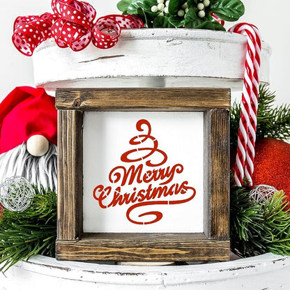 Small Christmas Stencils for Crafts Reusable 3inch Christmas Stencil Holiday Stencils for Painting on Wood Slice Tier Tray Gift Tag Decor