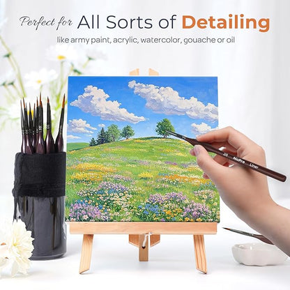 Nicpro 15 PCS Micro Fine Detail Paint Brush Set, Small Miniature Fine Tip Detail Brushes Kit for Acrylic Oil Watercolor, Models, Paint by Numbers, Miniature Painting, Craft, Rock Painting (Brown)