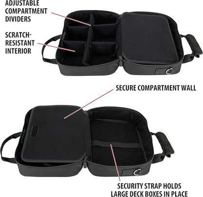 USA Gear Card Deck Storage Bag Compatible with TCG and CCG Deck Games - Card Protector Bag with Padded Shoulder Strap, Customizable Interior, Weather Resistant - Fits Boxes and Loose Cards - Black