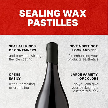 Blended Waxes, Inc. Bottle Sealing Wax Beads, Premium Pastille Wax Seal Beads For Wine, Beer, and Liquor Bottle Closure, Seals Between 25-30 Bottles, 1 lb, Black