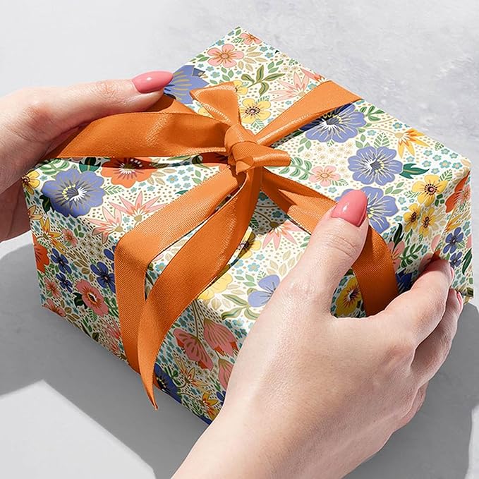 Colors of Rainbow – 12 Sheets - 20 inch X 29 inch - Italian Print Gift Tissue Paper for Decoupage Basket Bag Party Crafts (Golden Floral)