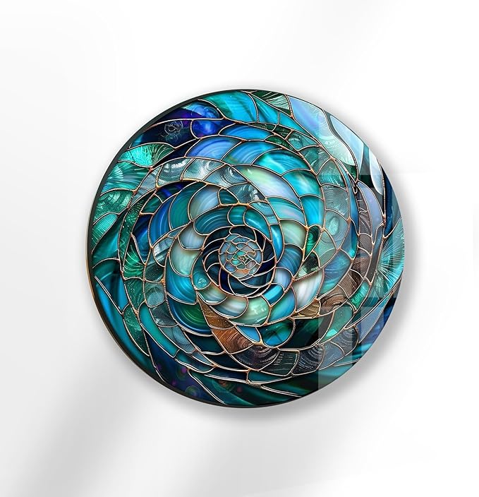My Photostation.com 31.5''(80cm) Diameter Ocean Vortex Spiral Round Glass Wall Art Tempered Glass Printing Wall Decor Large Wall Art Wall Hangings
