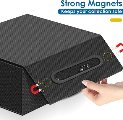 110+ Magnetic Card Holder Card Deck Case, Leather Magnetic Closure Commander Card Portable Storage Box Card Holders Fit for Baseball Cards, Sports Cards, MTG, Game Card Standard Cards