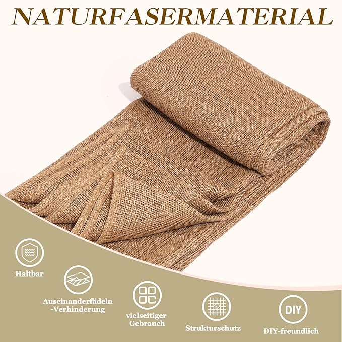 60" x60 Feet Premium Natural Burlap Fabric Roll – Multipurpose for Gardening, Weddings, Crafts & Holiday Decor – Wedding Aisle Runner, Halloween/Christmas Burlap, Weed Barrier & More