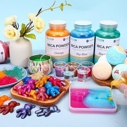 Mica Powder,200g/7.21oz Large Jar,Bright Green Mica Powder Pigment for Epoxy Resin，Lip Gloss，Paint，Dye，Soap Making，Nail Polish,Candle Making,Bath Bombs