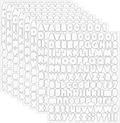 Starboling White Alphabet Stickers, 1/2 inch, 10 Sheets, Self-Adhesive Vinyl, Minimalist Style, Perfect for Labels & Decor