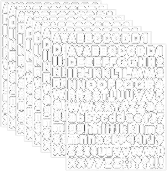 Starboling White Alphabet Stickers, 1/2 inch, 10 Sheets, Self-Adhesive Vinyl, Minimalist Style, Perfect for Labels & Decor