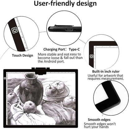 Diamond Painting Light Pad A3, LED Light Box Tracer w/Magnetic Clip & Pen Holder, 3 Level Brightness USB Power Dimmable Brightness Artcraft Tracing Light Pad for Drawing Sketching Diamond Painting