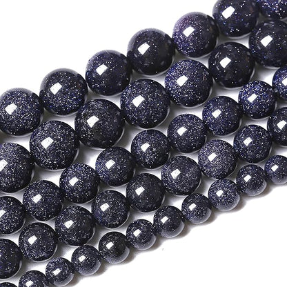 120PCS 6mm Blue Sandstone Gemstone Beads Beads Natural Stone Round Loose Beads for Jewelry Making DIY Bracelet Necklace 32" 2 Strands