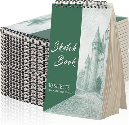 DINGIXOC 20 Pack Small Sketchbooks, 5.5" x 8.5" Mini Sketch Pad, Top Spiral Bound, 68lb/100gsm, Art Sketch Pads for Drawing & Painting(30 Sheets Each)