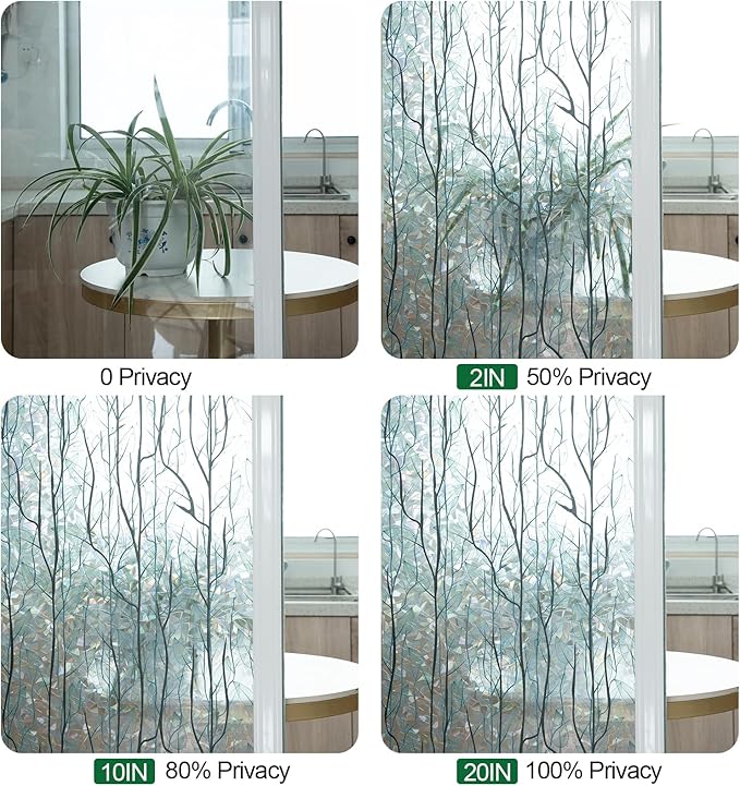 DKTIE Nature Pattern Rainbow Window Film Decorative Stained Glass Window Film Static Cling Films Easy Apply Removable Comes with Tools (U1747-rainbow, 17.7" x 78.7")