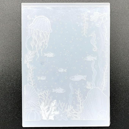 NZJ 3D Texured Sea Fish Jellyfish Plastic Embossing Folders for Card Making Scrapbooking and Other Paper Crafts