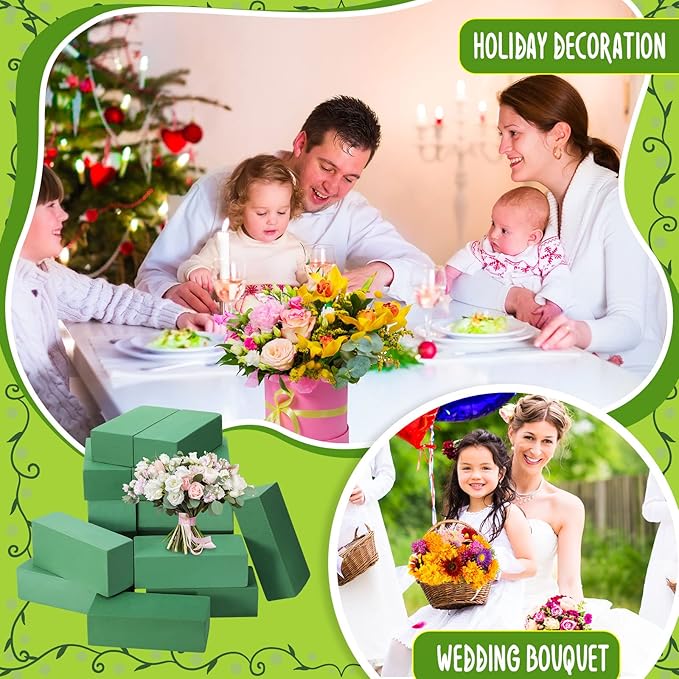 Pangda 30 Pcs Floral Foam Blocks 7. 9''lx3. 5''wx2. 4"h Green Wet and Dry Flower Foam for Fresh and Artificial Flower Arrangements Bulk Florist Supplie for Wedding, Birthdays, Diys, Arts, Crafts