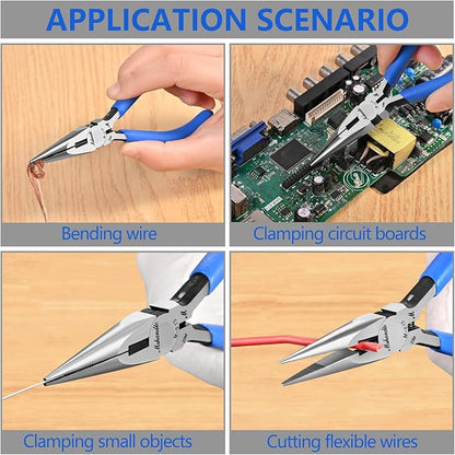 Needle Nose Pliers Set, mshandto 5" Long Nose Pliers for Wire Bending, 6 Pack High Carbon Steel Needle Nose Pliers, Serrated Jaw Pliers for Jewelry Making, Electronics, Object Grasping, Craft Making