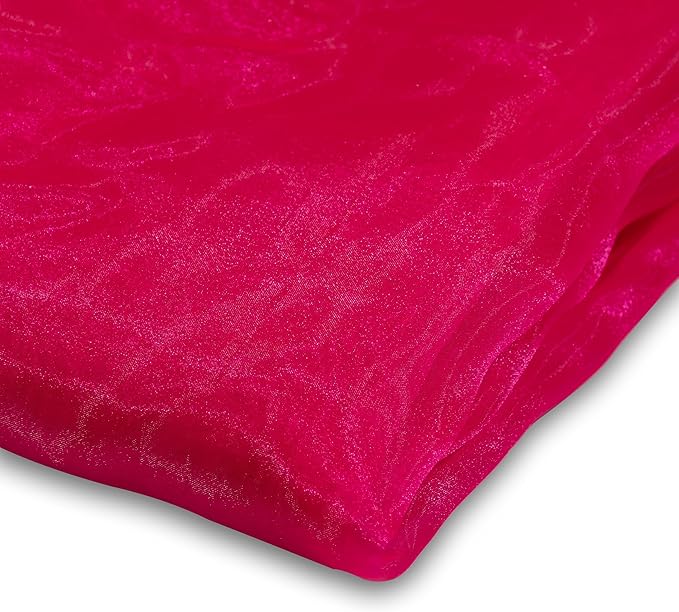 Fynite Sheer Organza Fabric | 5 Yards Long | 44" Wide | Bridal Solid Sheer Organza Bolt for Wedding Dress Fashion Craft Decorations - Hot Pink