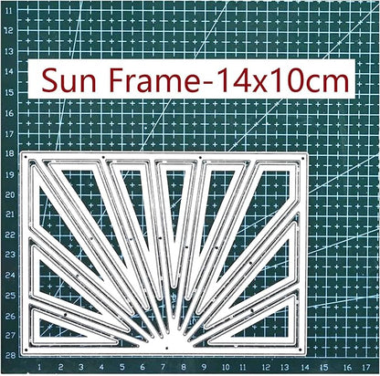 Mvchifay Cutting Dies for Card Making Metal Die-Cuts Scrapbooking Tool Hollow Frame DIY Craft Punch Template Embossing for Paper Album Decor (Sun Frame-14x10cm)