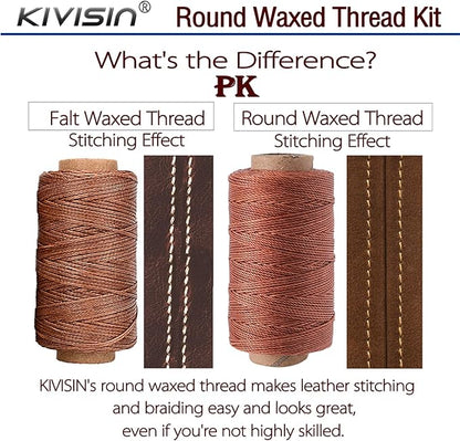 Round Polyester Waxed Thread 0.55mm, 12 Neutral Colors 76 Yards/Spool Wax Coated String Thin Cord for Leather Upholstery Sewing, Stitching, Bookbinding, Beading, Micro Knotting and Braiding