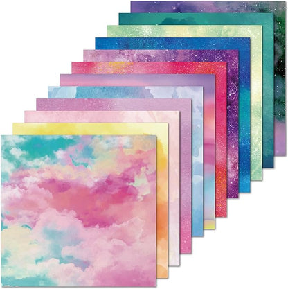 48 sheets 6 X 6 Scrapbooking Cardstock Decorative Paper Pack - Shimmer Watercolor - for Card Making Journaling Planner Origami Scrapbook Paper Scrapbook Materials Supplies