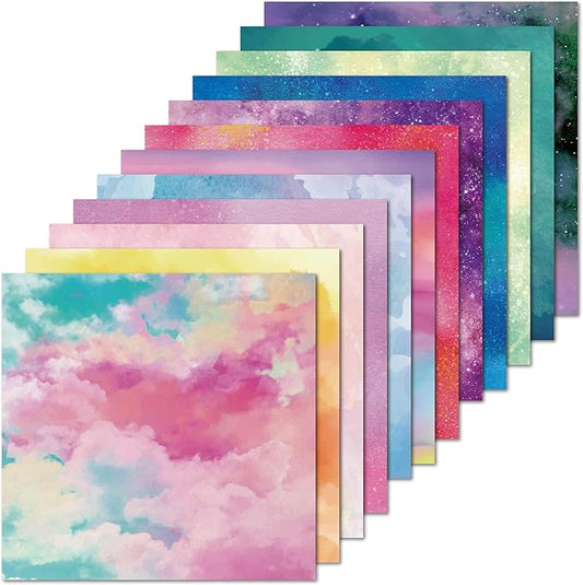 48 sheets 6 X 6 Scrapbooking Cardstock Decorative Paper Pack - Shimmer Watercolor - for Card Making Journaling Planner Origami Scrapbook Paper Scrapbook Materials Supplies