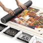 ropoda 1500 Pieces 46" x 26 "Puzzle Mat Roll Up, Puzzle Saver with 4 Large Sorting Trays & Travel Storage Bag, Portable Rollup Puzzles Keeper (White)