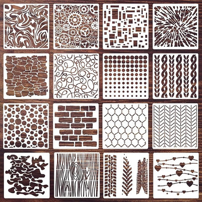 Texture Stencils for Painting Geometric Stencil Cubist Layering Background Templates Stencils for Painting on Wood Wall Furniture Fabrics Decor