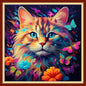 Dooxvey Cross Stitch Kits for Adults Beginners,Full Range of Cross-Stitch Stamped Kits Needlepoint Kits for Beginners Embroidery Kits 11CT Cross Stitch Patterns-Cat Flowers 18x18 inch, Manual Arts 29