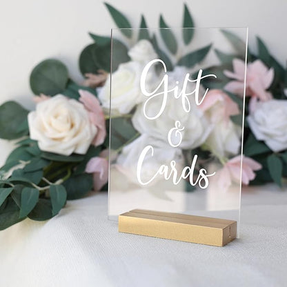 UNIQOOO 20 Pack 4" Gold Birch Wood Stands for Wedding Acrylic Sign, Wood Table Number Holders for 1/8 Thick Acrylic Sheets | Wedding Display Stand, Card Holder for Bar Menu, Retail Sign, Party