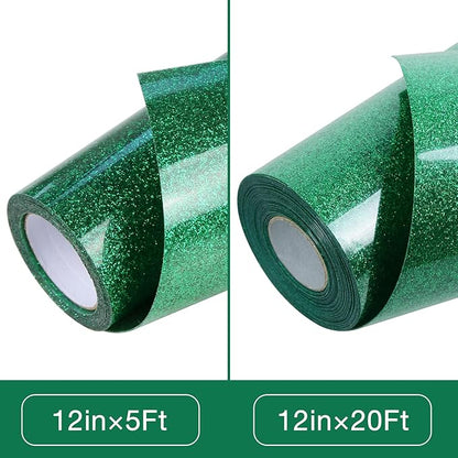 TORC Green Glitter HTV Heat Transfer Vinyl Roll 12 inch x 20 ft Iron on Vinyl for T Shirts Crafts Bulk St. Patrick's Day Decor