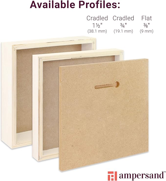Ampersand Art Supply Wood Gesso Art Painting Panel: Canvas Texture, 3/8 Inch Depth, 10" x 10"
