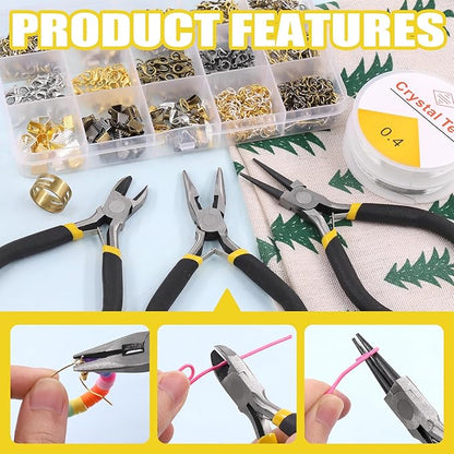 Mardatt 1488Pcs Jewelry Making Supplies Kit - Magnifying Glass, Pliers, Wires, Chain, Jump Ring Opener, Tweezers