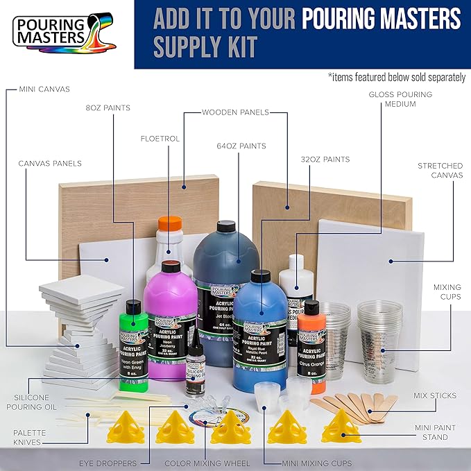 Pouring Masters 16 Oz (Pint) Acrylic Pearlescent Effects Medium - Creates Pearl Iridescent Metallic Shimmer for Fluid Art & Acrylic Painting