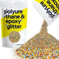 Hemway Polyurethane & Epoxy Resin Glitter 100g / 3.5oz Metallic Crystal Flake Additive for Flooring Jewelry Tumblers Glass Pigment - Chunky (1/40" 0.025" 0.6mm) - Gold Silver Holographic