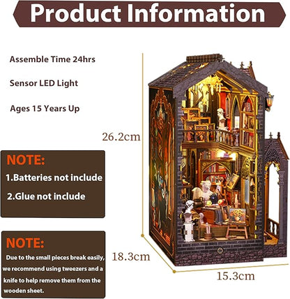 ISSEVE Book Nook Kit - DIY Miniature Dollhouse Booknook for Adults Teen, 3D Wooden Puzzle Tiny House Kit Bookshelf Decor, Gifts for Men Women Halloween Christmas Birthday (Art Studio)