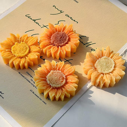 Wehous 2PCS Sunflower Candle Mold Unique Flower Silicone Fondant Chocolate Cake Decor Molds 3D Floral Silicone Molds for Resin Candle Soap Wax Polymer Clay Concrete Art Craft Home Ornament