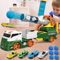 Dwi Dowellin Truck Toys for Kids, 28" Large Car Toys Include 4 Racing Cars+6 Ball, with Light & Sounds, Eejection&Shooting Transport Cars Toy, Gifts for Boys Girls-Green