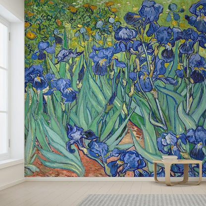 wall26 Wall Sticker/Wall Mural Irises by Vincent Van Gogh Dutch Impressionism, Not Peel and Stick, Non-Woven Wallpaper Decorative for Bedroom, Living Room, Office - 108x144 inches