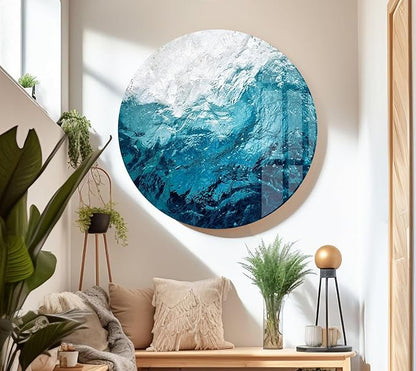 My Photostation.com 20Wx14H'' Blue Waves Abstract Glass Wall ArtTempered Glass Printing Wall Decor Large Wall Art Wall Hangings