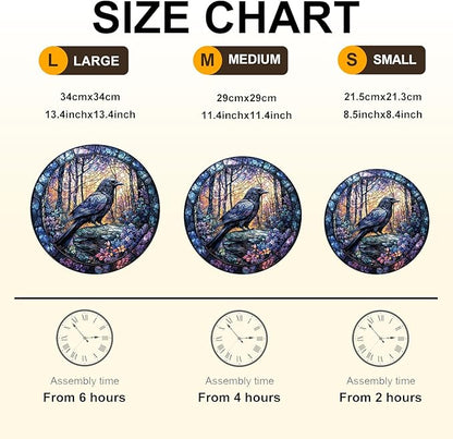 Wooden Puzzles for Adults, Wooden Jigsaw Puzzles, Exquisite Raven Puzzle, Gifts for Family or Friends for Any Holiday.（11.4 * 11.4 in 200pcs）